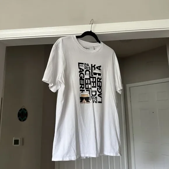 Karl Lagerfeld Paris Karl Choupette Graphic Cotton T-Shirt Men’s Medium White - Picture 2 of 10